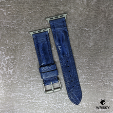 Load image into Gallery viewer, #464 (Suitable for Apple Watch) Deep Sea Blue Ostrich Leg Leather Watch Strap with Blue Stitches