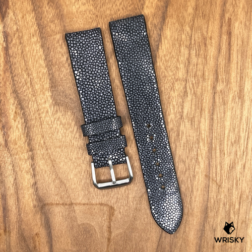 #873 20/18mm Black Stingray Leather Watch Strap