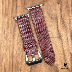 #810 (Suitable for Apple Watch) Wine Red Lizard Leather Strap