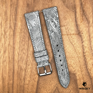 #833 (Quick Release Spring Bar) 20/16mm Grey Ostrich Leg Leather Watch Strap with Grey Stitches