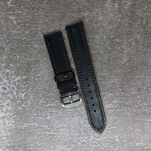 #427 20/18mm Dark Brown Crocodile Belly Leather Watch Strap with Dark Brown Stitches