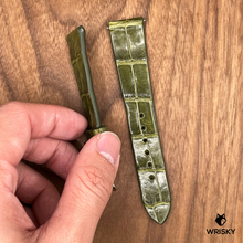 Load image into Gallery viewer, #733 (Quick Release Spring Bar) 19/16mm Seaweed Green Crocodile Belly Leather Watch Strap