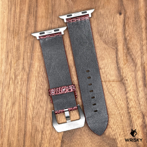 #810 (Suitable for Apple Watch) Wine Red Lizard Leather Strap
