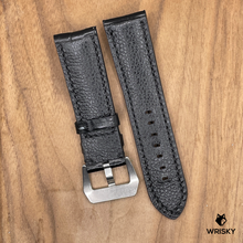 Load image into Gallery viewer, #1062 24/22mm Black Crocodile Belly Leather Watch Strap with Black Stitches