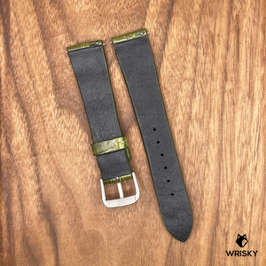 #733 (Quick Release Spring Bar) 19/16mm Seaweed Green Crocodile Belly Leather Watch Strap