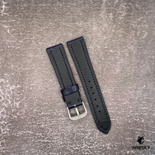 Load image into Gallery viewer, #516 19/16mm Dark Blue Crocodile Belly Leather Watch Strap with Blue Stitches