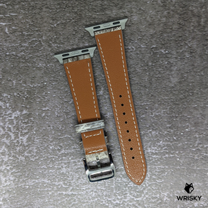 #447 (Suitable for Apple Watch) Himalayan Crocodile Leather Watch Strap with Cream Stitches