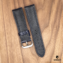 Load image into Gallery viewer, #978 22/20mm Dark Blue Crocodile Belly Leather Watch Strap with Blue Stitches