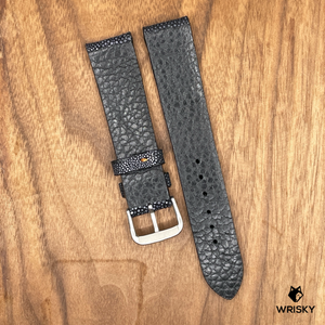 #873 20/18mm Black Stingray Leather Watch Strap