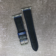 Load image into Gallery viewer, #464 (Suitable for Apple Watch) Deep Sea Blue Ostrich Leg Leather Watch Strap with Blue Stitches