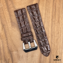 Load image into Gallery viewer, #1063 24/22mm Dark Brown Double Row Hornback Crocodile Leather Watch Strap