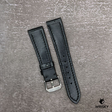 Load image into Gallery viewer, #499 20/16mm Black Crocodile Belly Leather Watch Strap with Black Stitches
