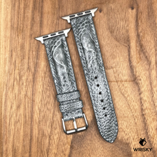 Load image into Gallery viewer, #811 (Suitable for Apple Watch) Grey Ostrich Leg Leather Watch Strap with Grey Stitches