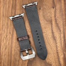 Load image into Gallery viewer, #699 (Suitable for Apple Watch) Dark Brown Double Row Hornback Crocodile Leather Watch Strap