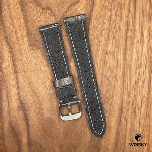 #639 (Quick Release Spring Bar) 20/18mm Grey Crocodile Belly Leather Watch Strap with Grey Stitches