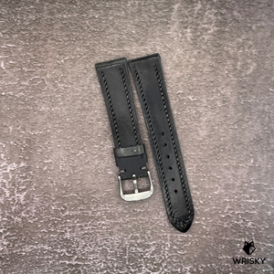 #514 19/16mm Gunmetal Grey Crocodile Belly Leather Watch Strap with Grey Stitches
