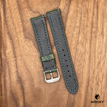 Load image into Gallery viewer, #664 (Quick Release Spring Bar) 19/16mm Green Crocodile Leather Watch Strap with Green Stitches