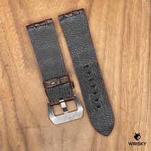 Load image into Gallery viewer, #1063 24/22mm Dark Brown Double Row Hornback Crocodile Leather Watch Strap