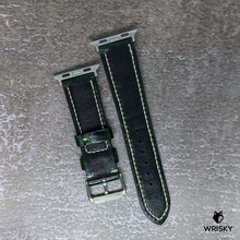 Load image into Gallery viewer, #465 (Suitable for Apple Watch) Dark Green Crocodile Belly Leather Watch Strap with Cream Stitches