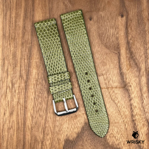 #774 (Quick Release Spring Bar) 20/18mm Olive Green French Lizard Leather Watch Strap