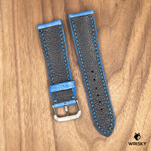 Load image into Gallery viewer, #975  22/20mm Sky Blue Crocodile Belly Leather Watch Strap with Blue Stitches