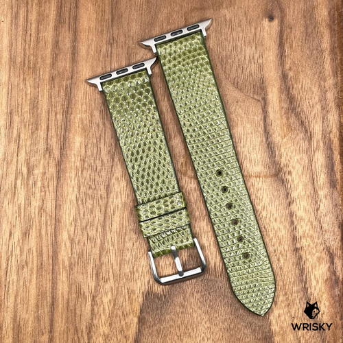 #792 (Suitable for Apple Watch) Olive Green French Lizard Leather Watch Strap