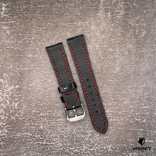 Load image into Gallery viewer, #593 19/16mm Black Crocodile Leather Watch Strap with Red Stitches