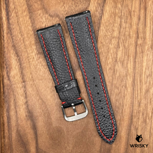 Load image into Gallery viewer, #656 (Quick Release Spring Bar) 22/18mm Black Crocodile Leather Watch Strap with Red Stitches
