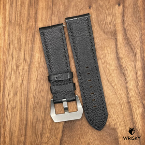 #633 24/22mm Black Crocodile Belly Leather Watch Strap with Black Stitches