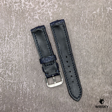 Load image into Gallery viewer, #490 20/18mm Dark Blue Hornback Crocodile Leather Watch Strap with Blue Stitches
