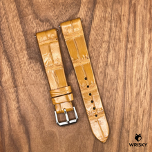 Load image into Gallery viewer, #735 (Quick Release Spring Bar) 19/16mm Caramel Brown Crocodile Belly Leather Watch Strap