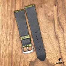 Load image into Gallery viewer, #775 (Quick Release Spring Bar) 20/18mm Seaweed Green Crocodile Belly Leather Watch Strap