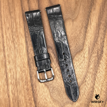 Load image into Gallery viewer, #909 (Quick Release Spring Bar) 18/16mm Black Crocodile Belly Leather Watch Strap