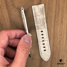 Load image into Gallery viewer, #1064 24/22mm Himalayan Crocodile Belly Leather Watch Strap with Cream Stitches