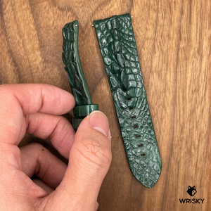 #655 24/22mm Dark Green Hornback Crocodile Leather Watch Strap