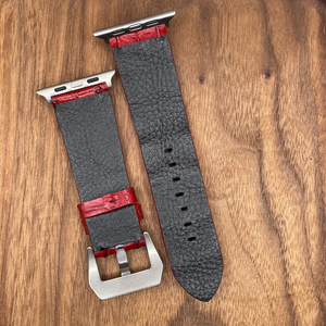 #700 (Suitable for Apple Watch) Red Double Row Hornback Crocodile Leather Watch Strap