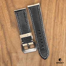 Load image into Gallery viewer, #1064 24/22mm Himalayan Crocodile Belly Leather Watch Strap with Cream Stitches