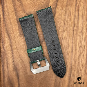 #655 24/22mm Dark Green Hornback Crocodile Leather Watch Strap