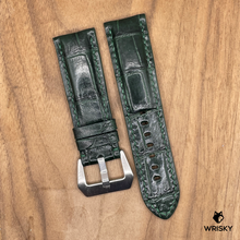 Load image into Gallery viewer, #1065 24/22mm Dark Green Crocodile Belly Leather Watch Strap with Green Stitches