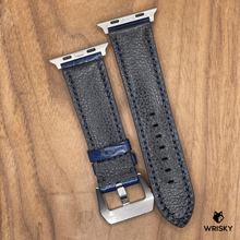 Load image into Gallery viewer, #1035 (Suitable for Apple Watch) Blue Crocodile Belly Leather Watch Strap with Dark Blue Stitches