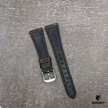 Load image into Gallery viewer, #501 20/14mm Dark Brown Crocodile Belly Leather Watch Strap with Brown Stitches and Quick release spring bar