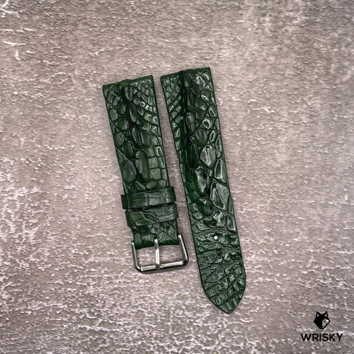 #603 22/20mm Dark Green Hornback Crocodile Leather Watch Strap