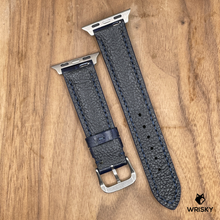Load image into Gallery viewer, #961 (Suitable for Apple Watch) Dark Blue Crocodile Belly Leather Watch Strap with Blue Stitches