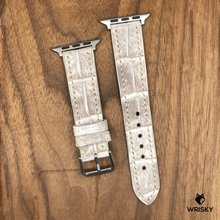 Load image into Gallery viewer, #875 (Suitable for Apple Watch) Himalayan Crocodile Belly Leather Watch Strap with Cream Stitches