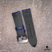 Load image into Gallery viewer, #537 24/22mm Double Row Royal Blue Hornback Crocodile Leather Watch Strap