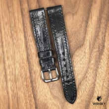 Load image into Gallery viewer, #904 (Quick Release Spring Bar) 18/16mm Black Crocodile Belly Leather Watch Strap with Black Sitches