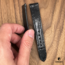 Load image into Gallery viewer, #904 (Quick Release Spring Bar) 18/16mm Black Crocodile Belly Leather Watch Strap with Black Sitches