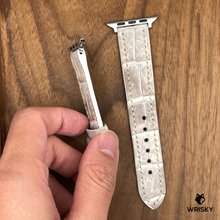 Load image into Gallery viewer, #875 (Suitable for Apple Watch) Himalayan Crocodile Belly Leather Watch Strap with Cream Stitches