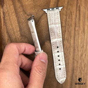 #875 (Suitable for Apple Watch) Himalayan Crocodile Belly Leather Watch Strap with Cream Stitches
