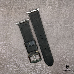 Apple Watch Italian Oil Waxed Leather Strap in Black